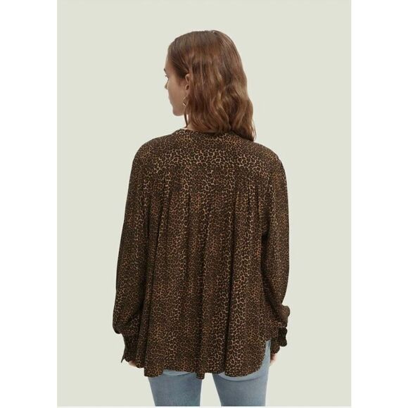 NWT Scotch & Soda Leopard V-neck Button-down Blouse - Picture 2 of 15